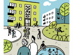 Illustration över bostadsområde. Illustration: Jan Olsson