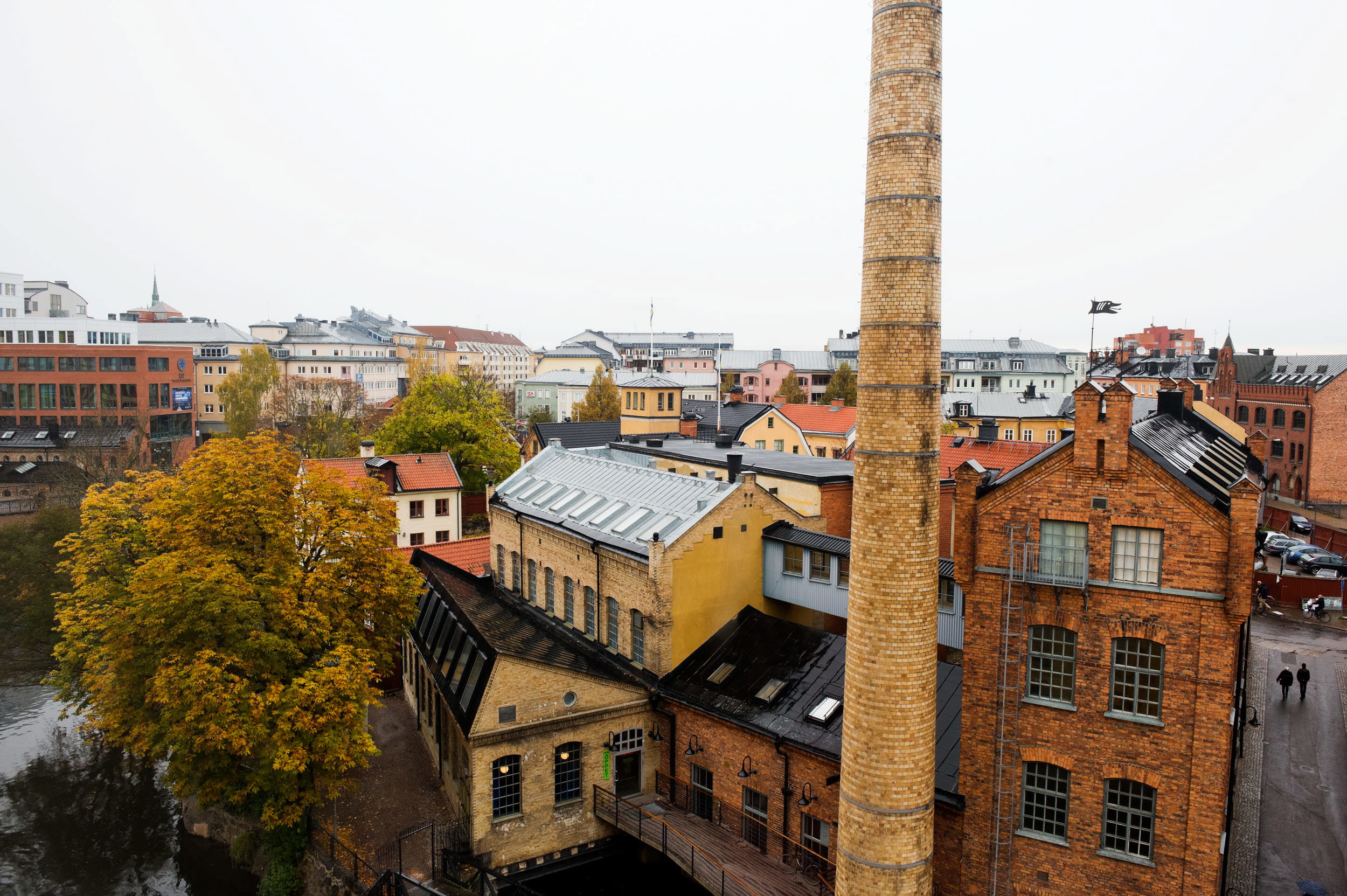Vy över det gamla industrilandskapet i Norrköping.