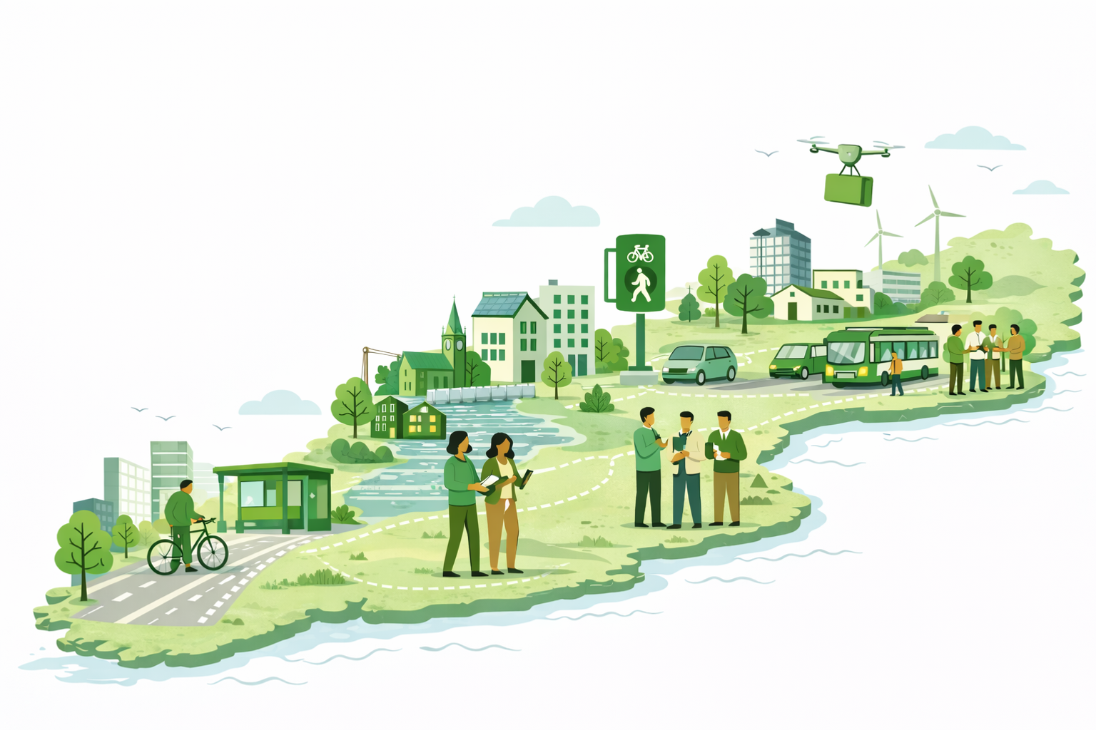 Illustration över Sverige och vår stadsbild.