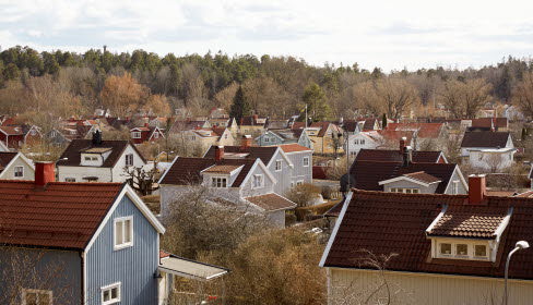 Gata med enfamiljshus.