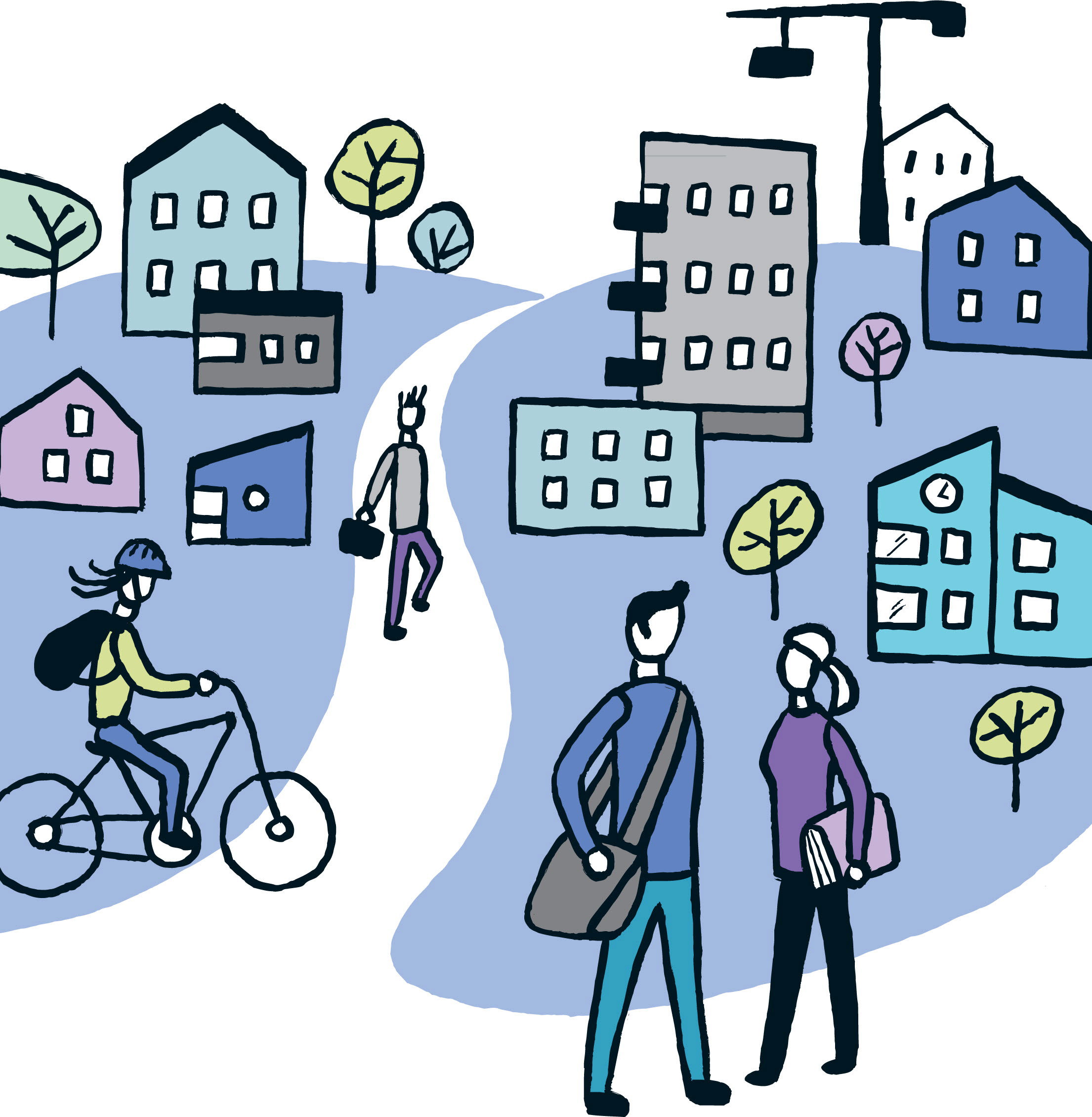 Illustration över bostadsområde. Illustration: Jan Olsson