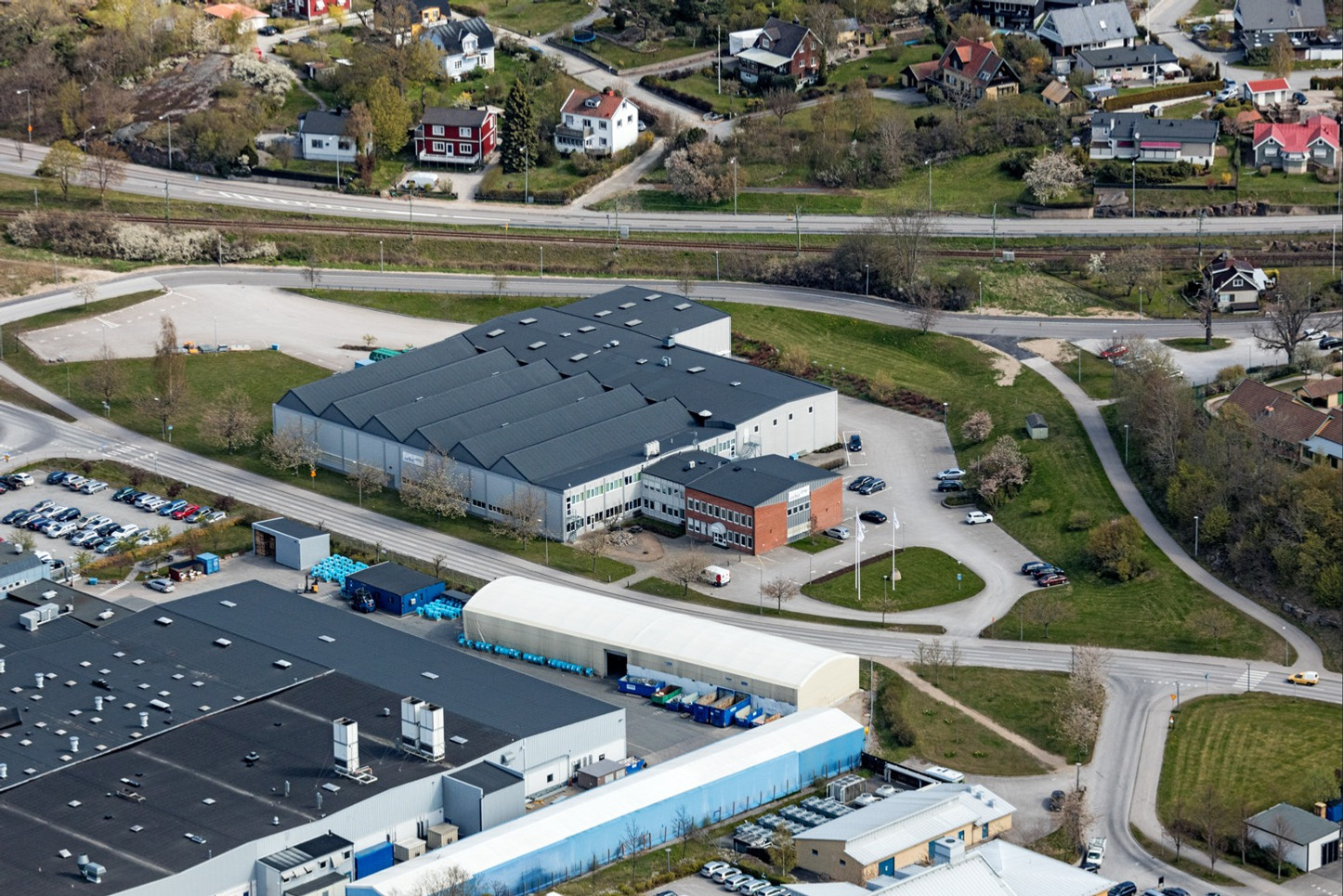 Flygfoto över industriområde