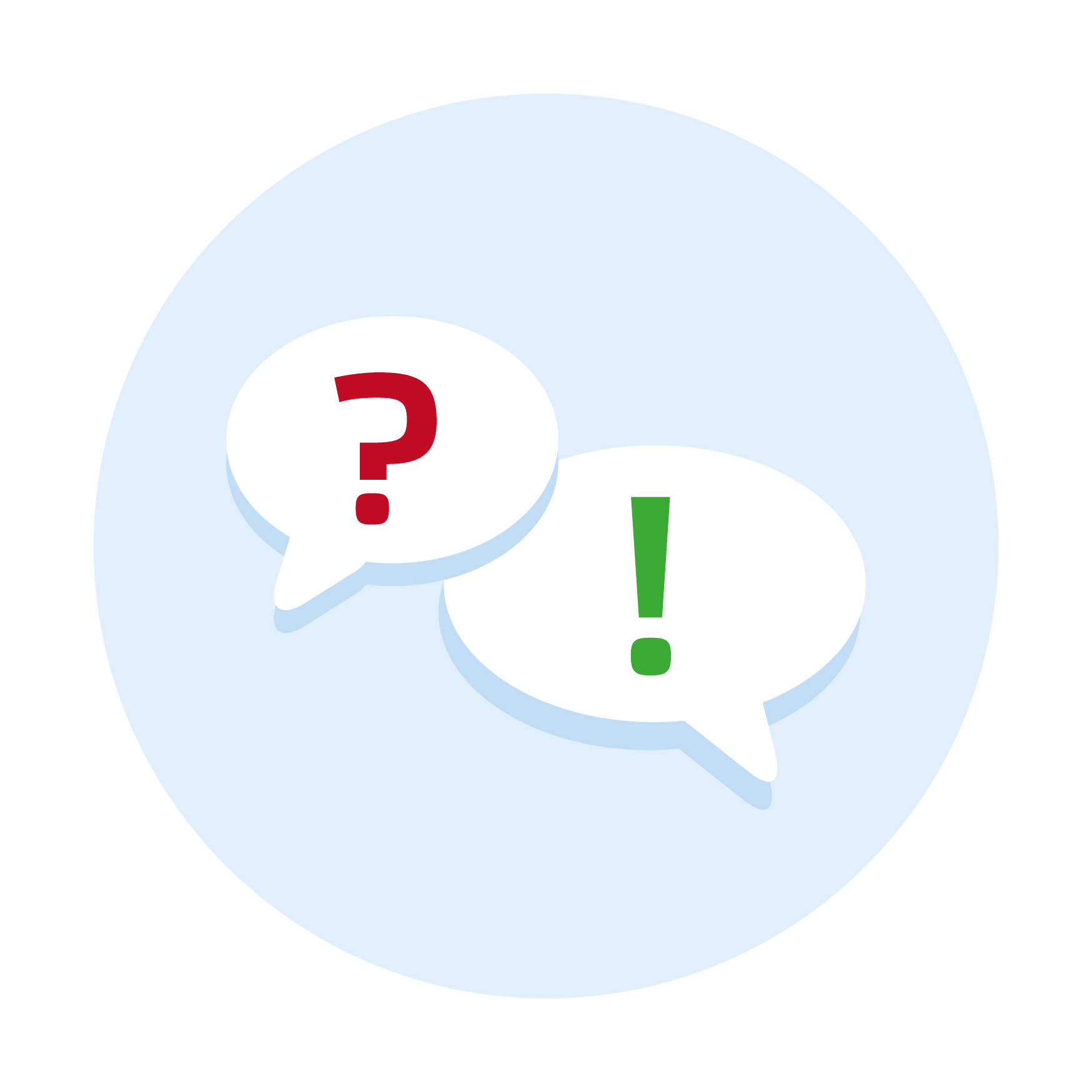 Speech bubbles with quesion and exclamation marks.