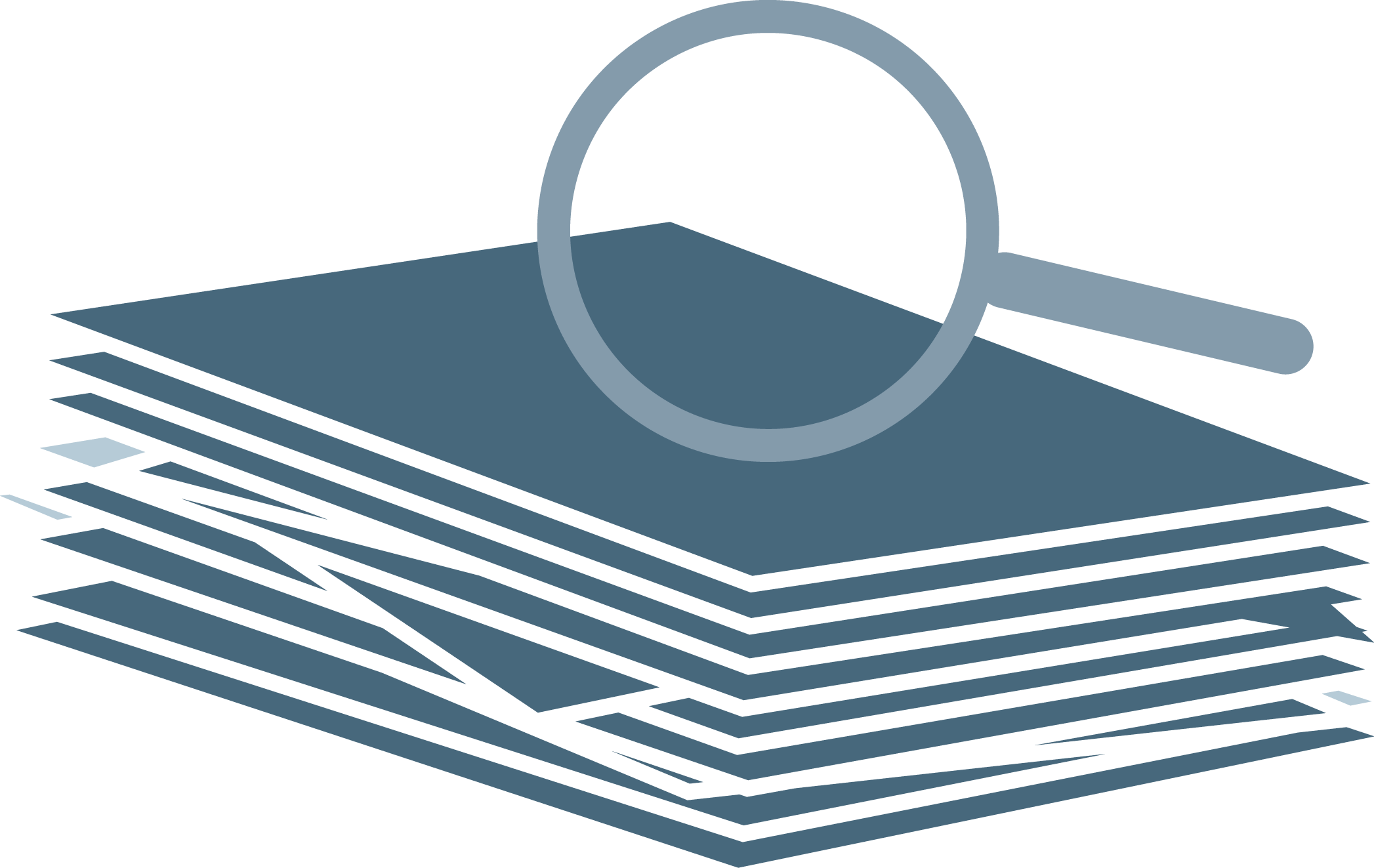 Illustration på dokument samt förstoringsglas. 