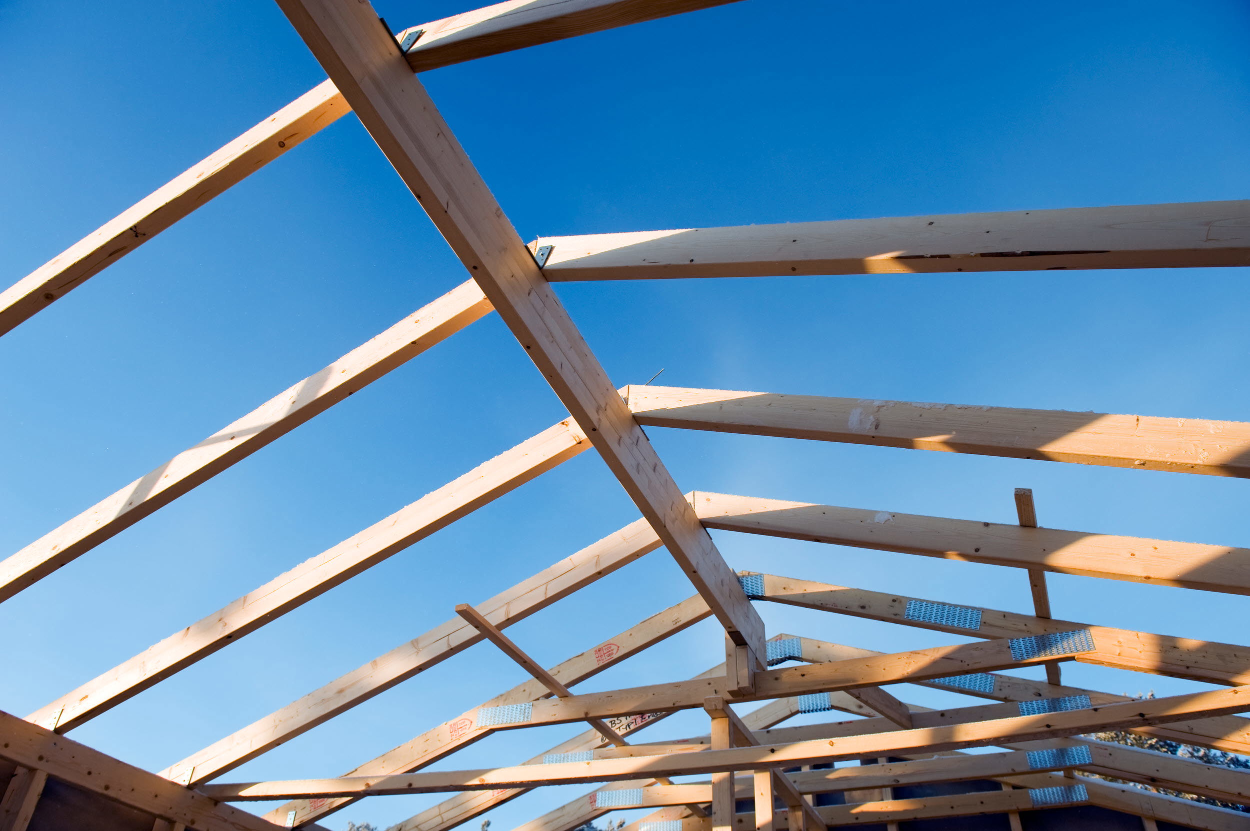 A roof being constructed.