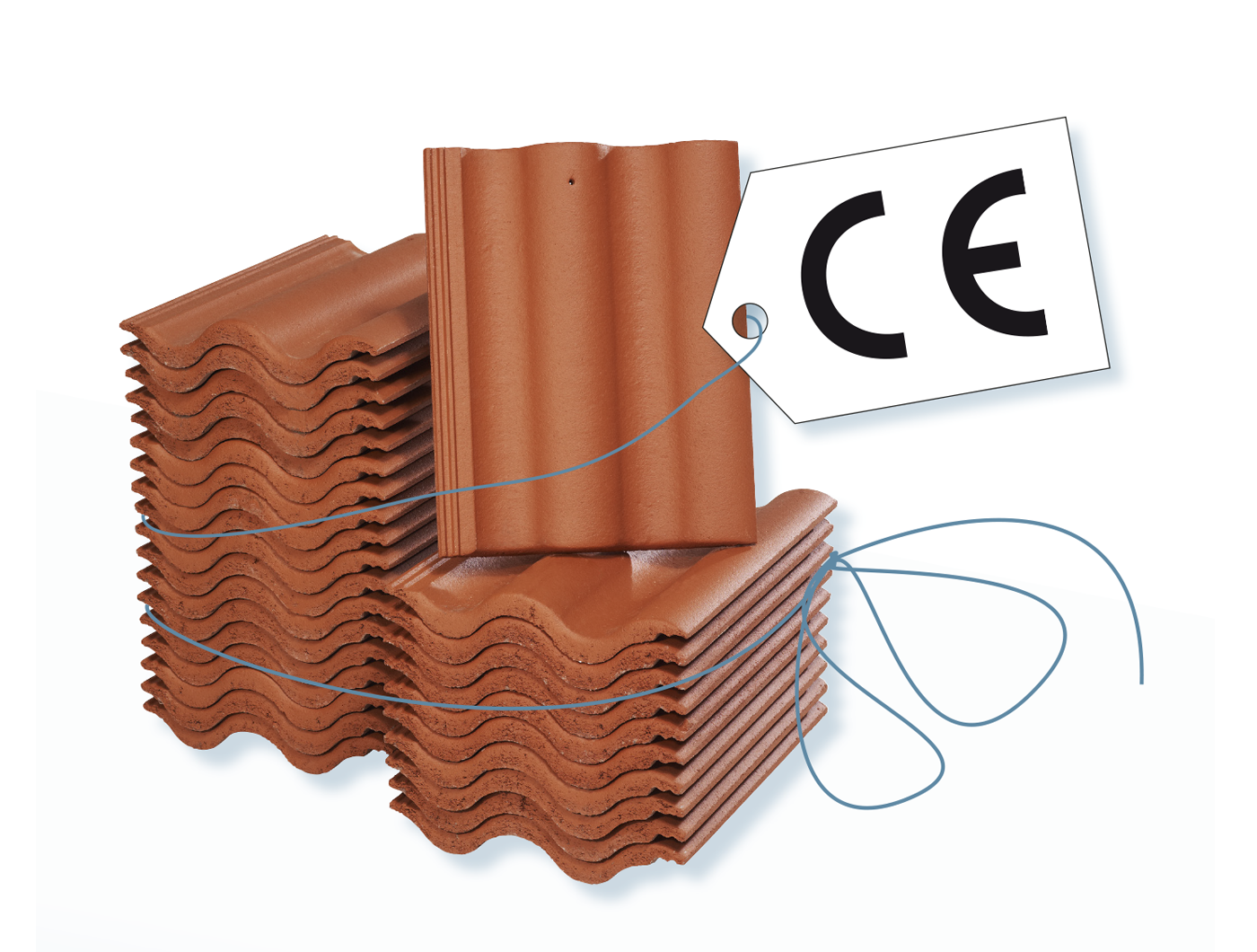 Illustration av tegelpannor med CE-märkning.