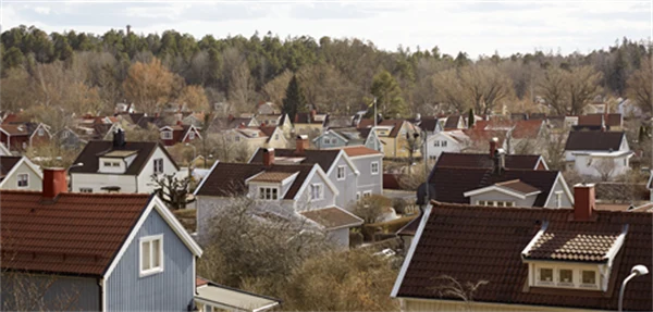 Gata med enfamiljshus.