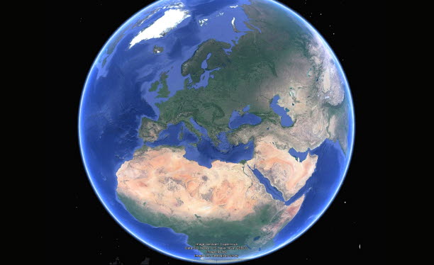 Jordklot. Foto: Google earth