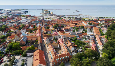 Flygbild över stad