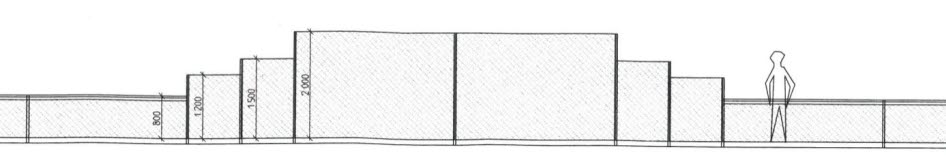 Illustrationen visar höga staketsektioner som upplevs som en mur innan dialogen mellan de planerare och brottsförebyggare.