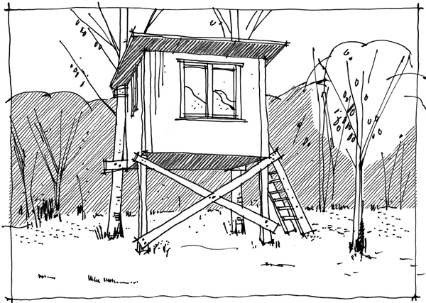 Illustration av en trädkoja