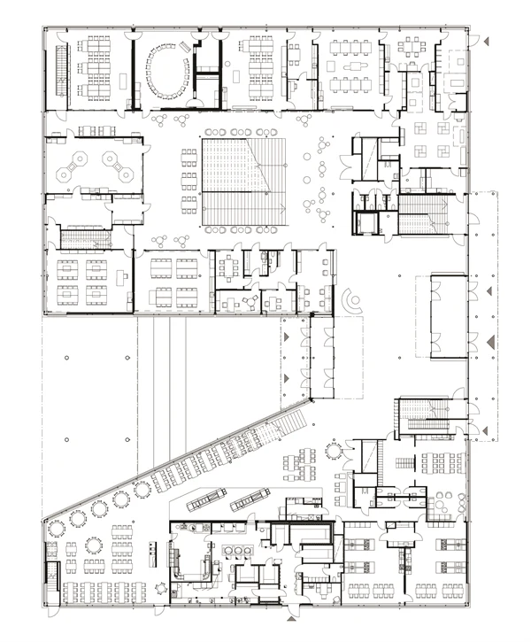 Arkitektritning över plan två.