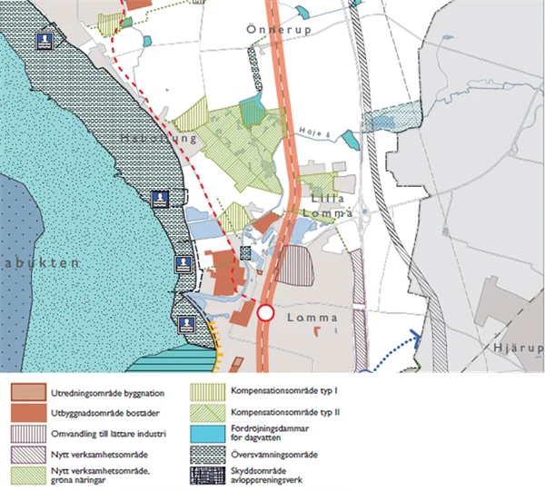Illustration över kompensation i Lomma kommuns översiktsplan