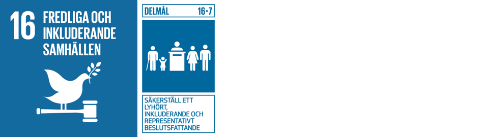 Symboler för globala målen: 16 och 16.7.