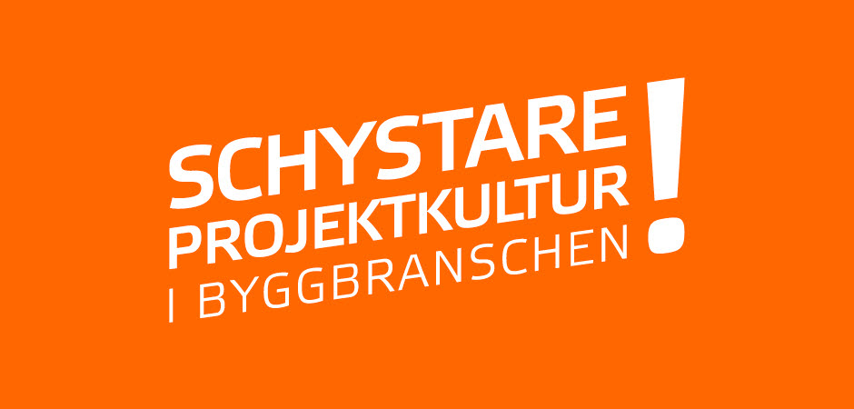 En orange färgplatta med texten schystare projektkultur i byggbranschen.