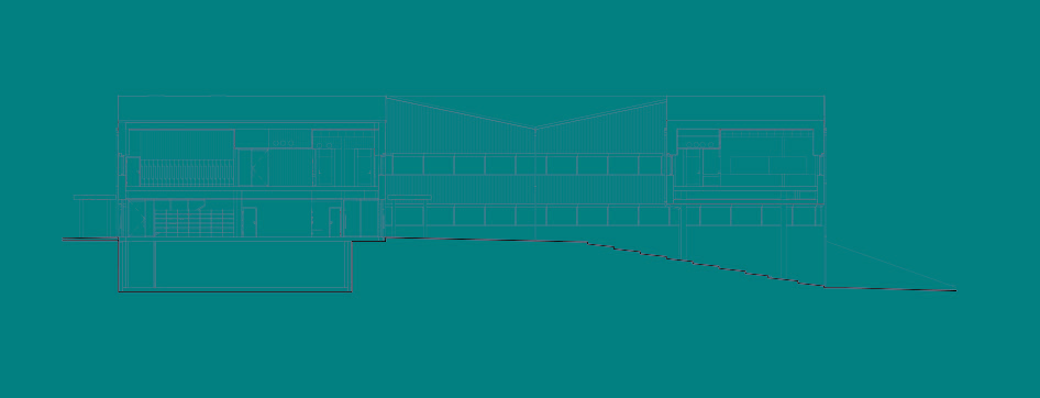 Arkitektritning över en del av skolan.