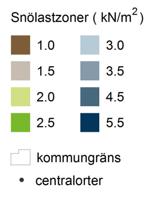 Illustrationen visar olika zoner på kartan för snölaster. Illustration: Boverket
