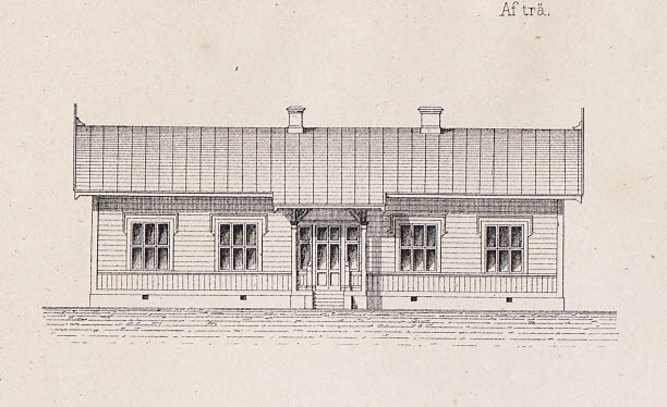 Foto som visar ritning över en normalskola på 1860-talet.