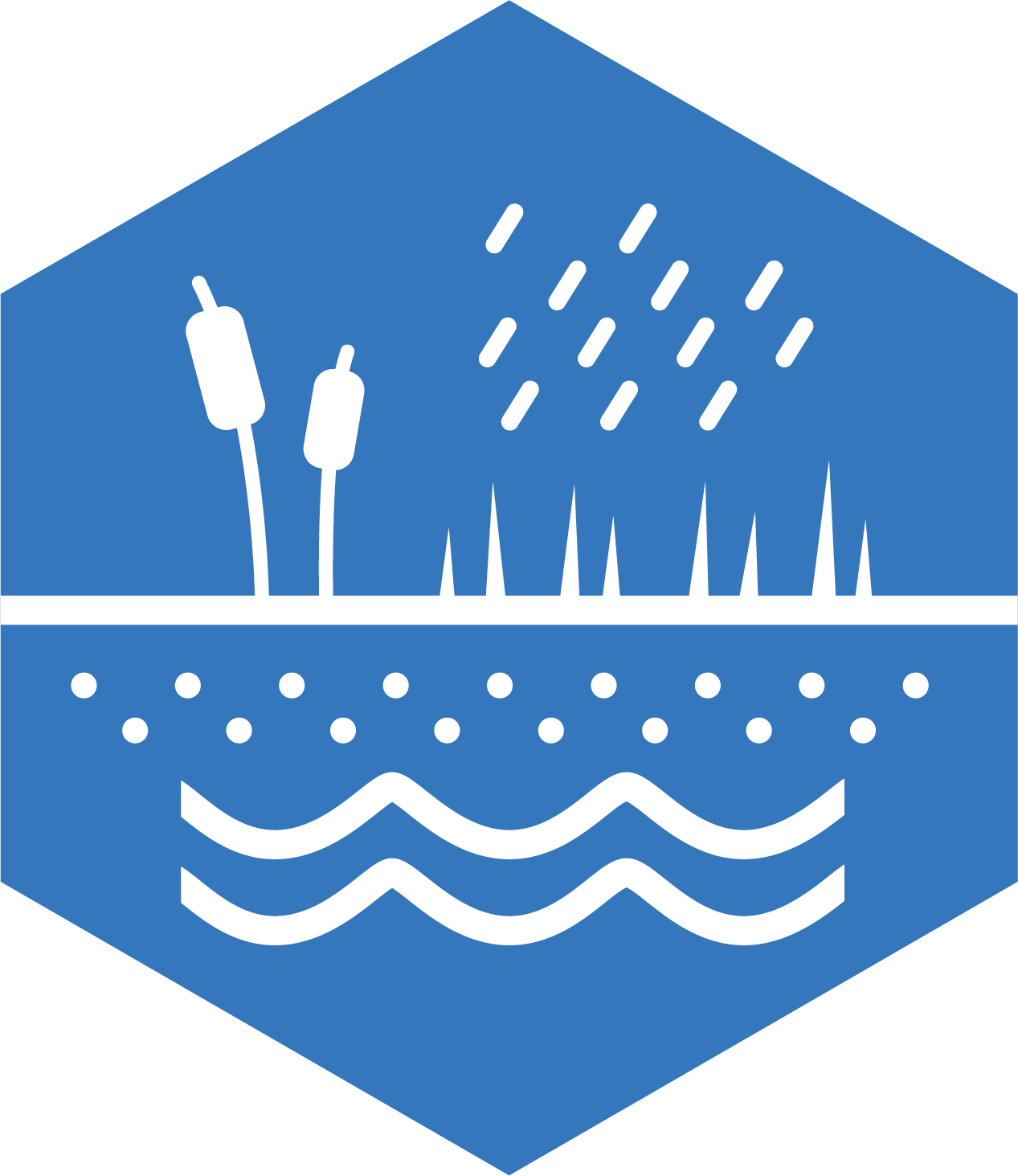 Ikon som visar rening och reglering av vatten.
