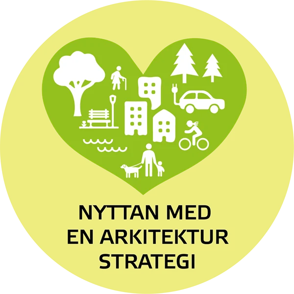 Människor, träd, hus, bil, cykel och miljö, illustration.