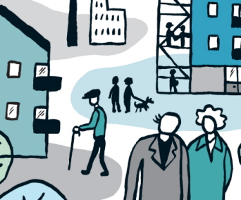Illustration över bostadsområde. Illustration: Jan Olsson
