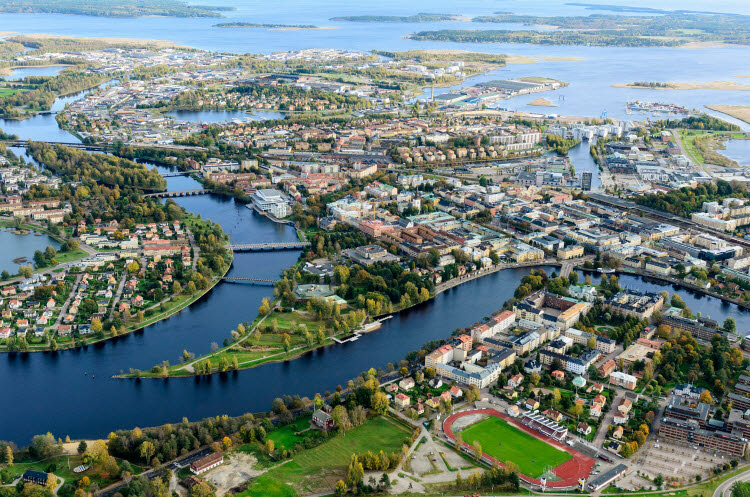 Flygfoto över Karlstad.