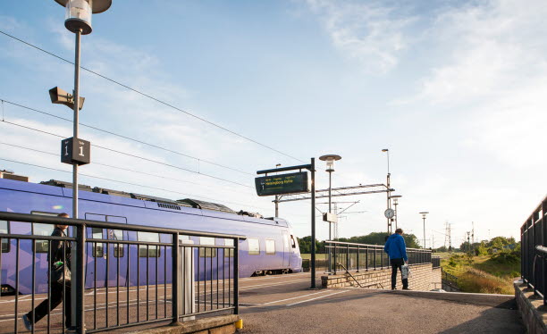 Tåg på Maria station i Helsingborg. Foto: Peter Kroon