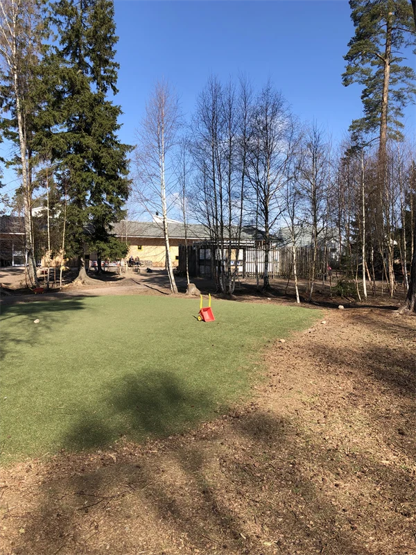 En konstgräsmatta i naturen som ser ut som en riktig gräsmatta.