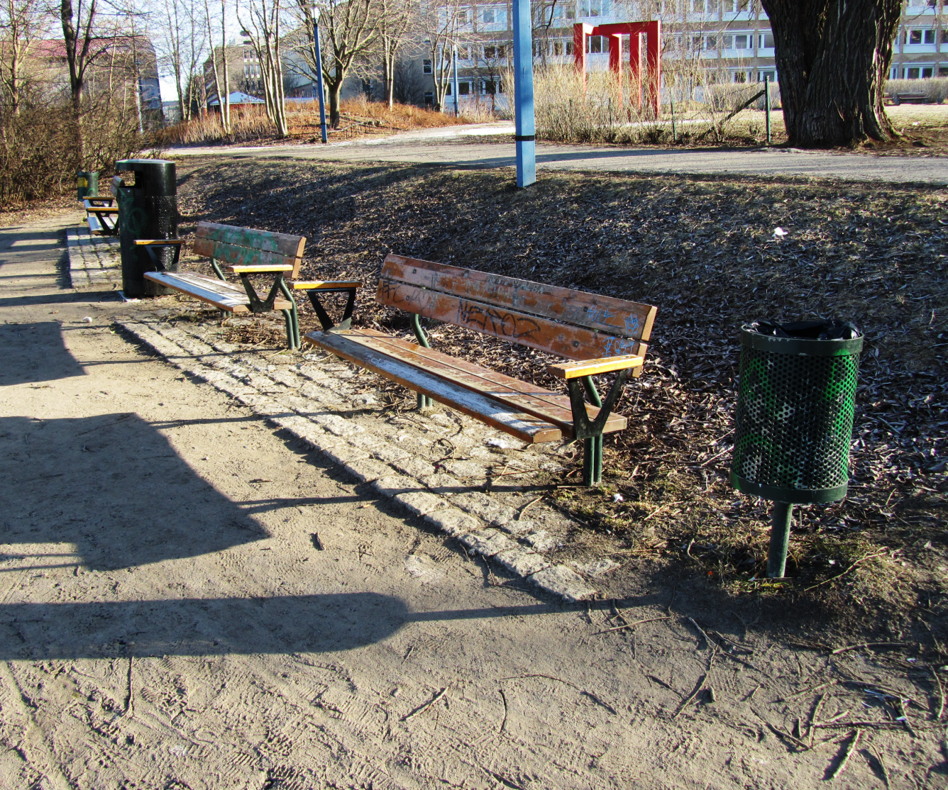 Bänk i Trekantsparken, Liljeholmen.