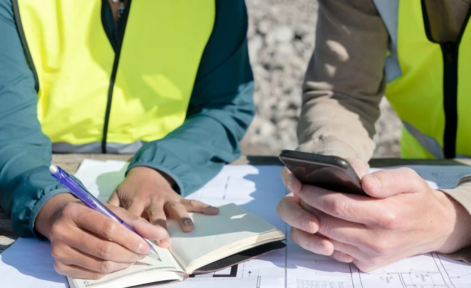 Foto på två personer som planerar stöd.