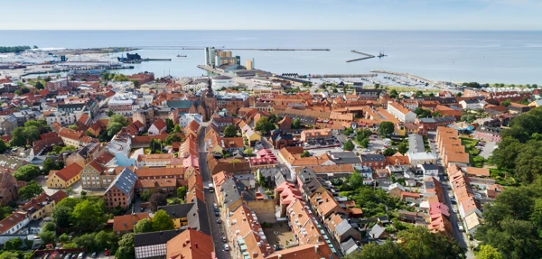 Flygbild över stad