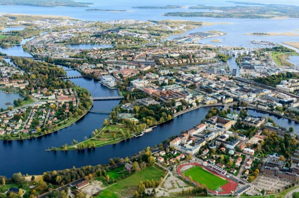 Flygfoto över Karlstad.