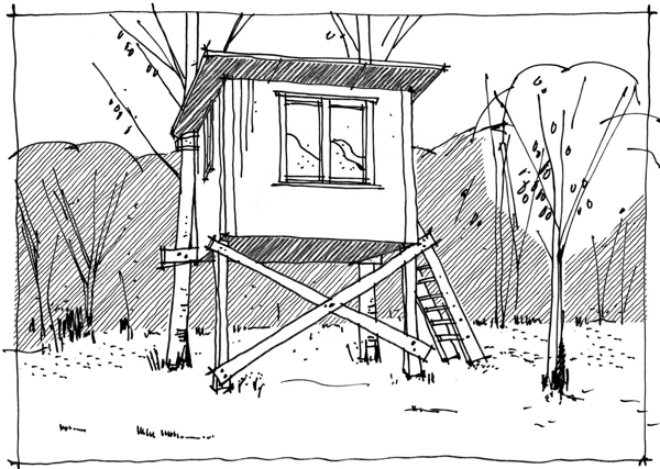 Illustration av en trädkoja